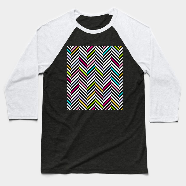 Neon Herringbone Baseball T-Shirt by MaplewoodMerch